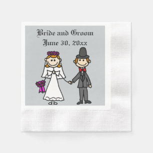 Funny Bride and Groom Wedding Cartoon Napkin