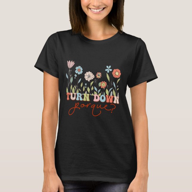 Funny Bride Bachelorette Party Bride Floral Turn D T-Shirt (Front)