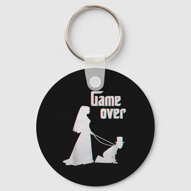 Funny Bride Groom Wedding Bachelor Bachelorette Ga Key Ring (Front)