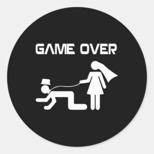 Funny Bride Groom Wedding Bachelor Bachelorette Pa Classic Round Sticker