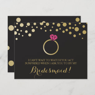 Funny BRIDESMAID PROPOSAL card ~ Black & Faux Gold