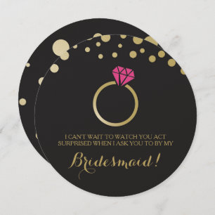 Funny BRIDESMAID PROPOSAL card ~ Black & Faux Gold