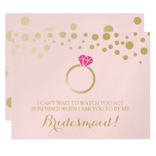Image of Funny BRIDESMAID PROPOSAL card ~ Pink & Faux Gold