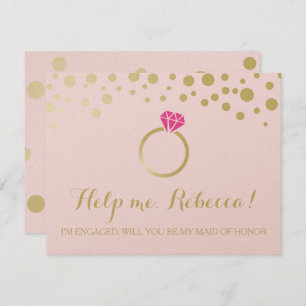 Funny BRIDESMAID PROPOSAL card ~ Pink & Faux Gold