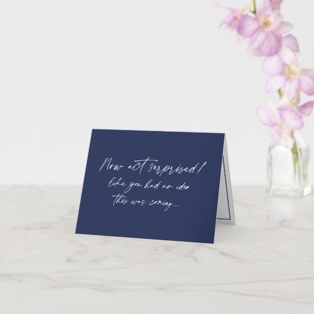 Funny Bridesmaid proposal, Navy Blue modern Card (Orchid)