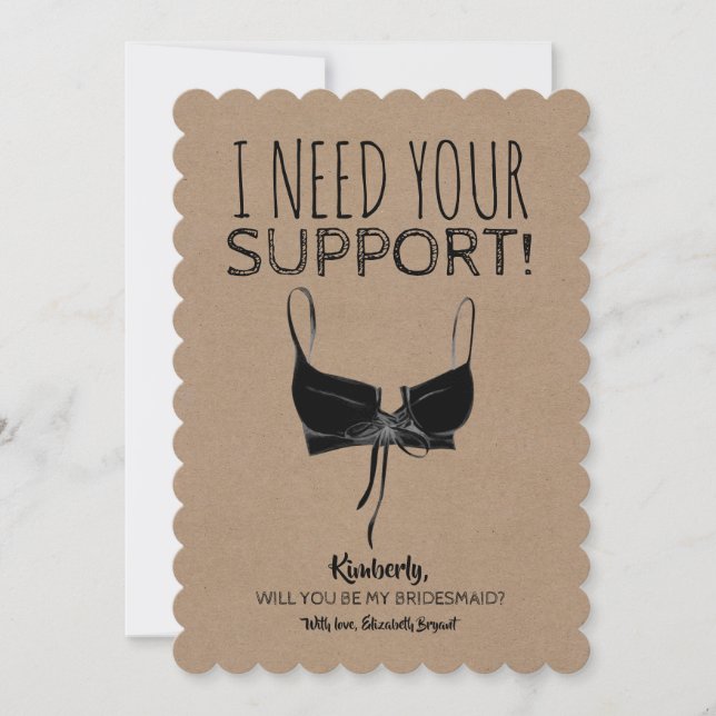 Funny Bridesmaid Proposal Need Support Invitation (Front)