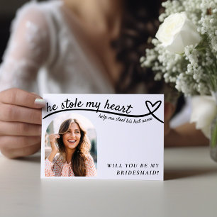 Funny Bridesmaid Proposal Photo Heart Line Wedding