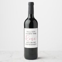 Funny Bridesmaid Proposal Wine Label