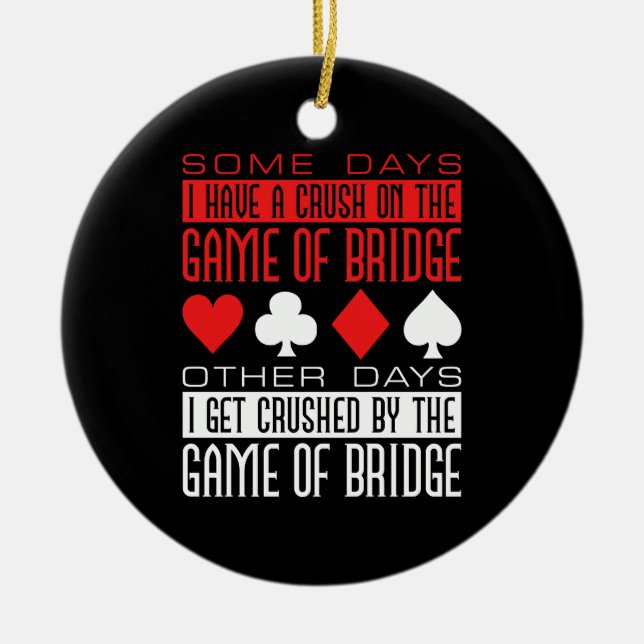 Funny Bridge Player Crushed by Game Ceramic Tree Decoration (Front)
