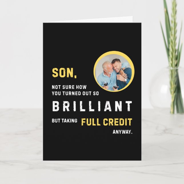Funny Brilliant Son Photo Birthday Card (Front)