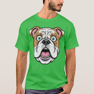 Funny British Bulldog Surprised Face Epression Ado T-Shirt