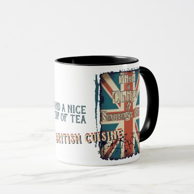 Funny British Fish And Chips Mug (Front Right)