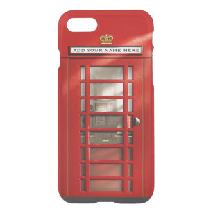Funny British Red Phone Booth Personalised iPhone SE/8/7 Case