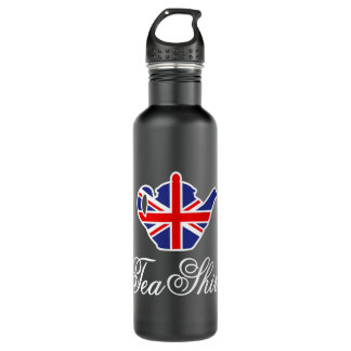 Funny British Tea Shirt UK teapot Union Jack flag  710 Ml Water Bottle