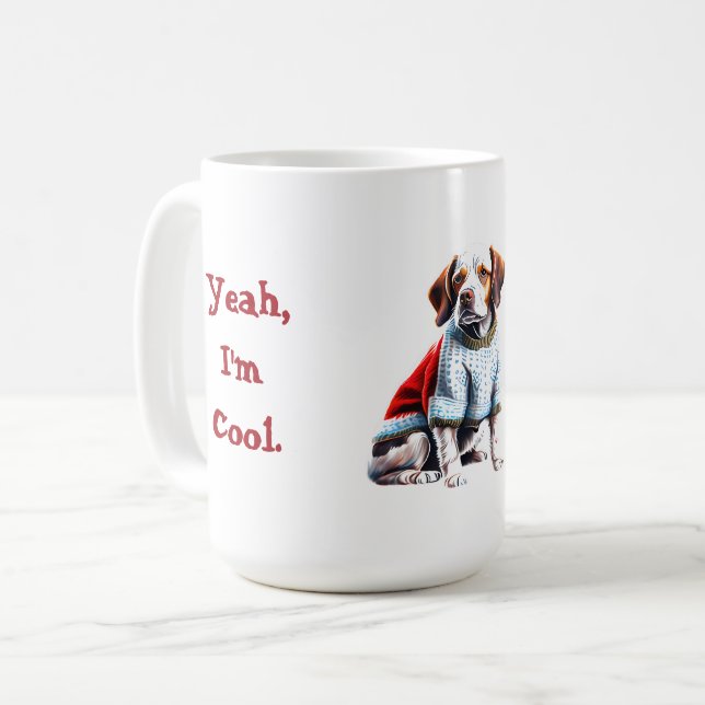 Funny Brittany in Christmas Sweater Coffee Mug (Front Left)