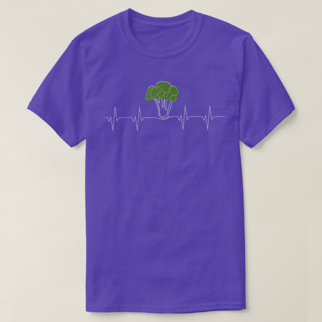 Funny Broccoli Heartbeat Vegetables Lover  T-Shirt (Design Front)