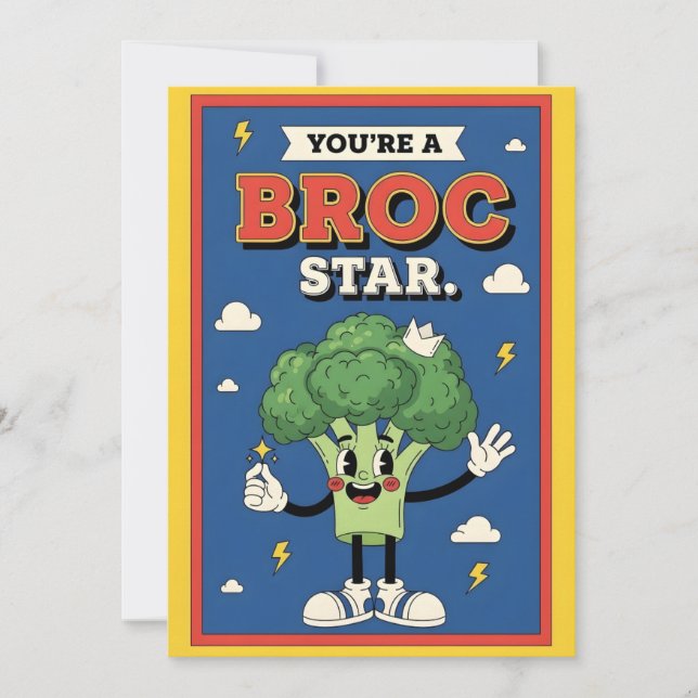 funny broccoli pun You’re a Broc Star food Thank You Card (Front)