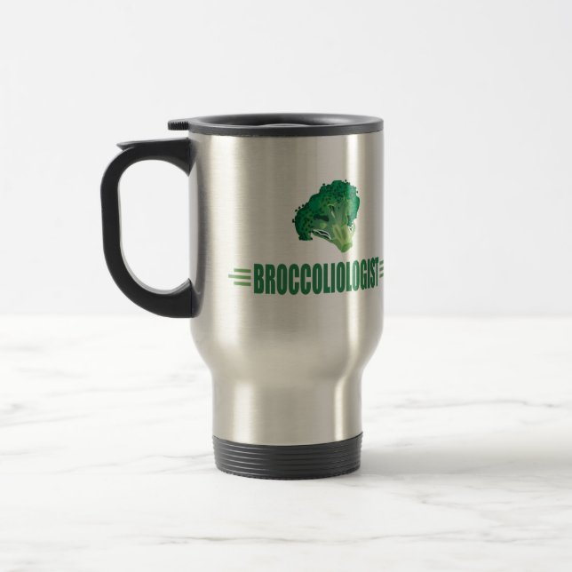 Funny Broccoli Travel Mug (Left)