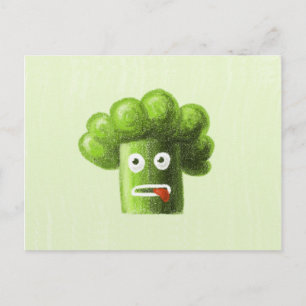 Funny Broccoli Vegan Vegetarian Green Cartoon Food Postcard