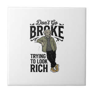 Funny Broke But Rich Vibes Vintage Dog Shirt Desig Tile