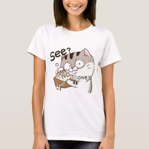  Funny Broke Cat Meme Cartoon T-Shirt