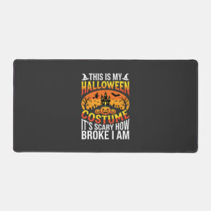 Funny Broke Halloween Costume Haunted House Design Desk Mat