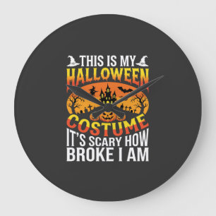 Funny Broke Halloween Costume Haunted House Design Large Clock