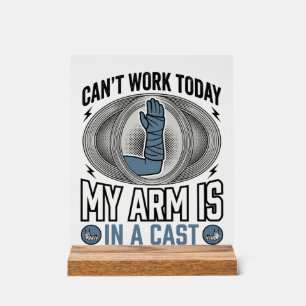 Funny Broken Arm Cast Vintage T-Shirt Design_1 Acrylic Sign