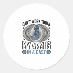 Funny Broken Arm Cast Vintage T-Shirt Design_1 Classic Round Sticker