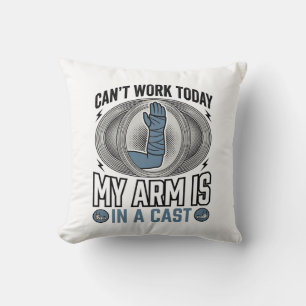 Funny Broken Arm Cast Vintage T-Shirt Design_1 Cushion