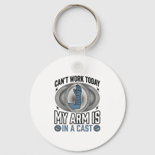 Funny Broken Arm Cast Vintage T-Shirt Design_1 Key Ring