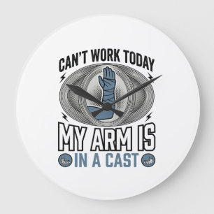 Funny Broken Arm Cast Vintage T-Shirt Design_1 Large Clock