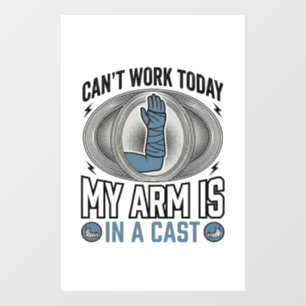 Funny Broken Arm Cast Vintage T-Shirt Design_1 Window Cling