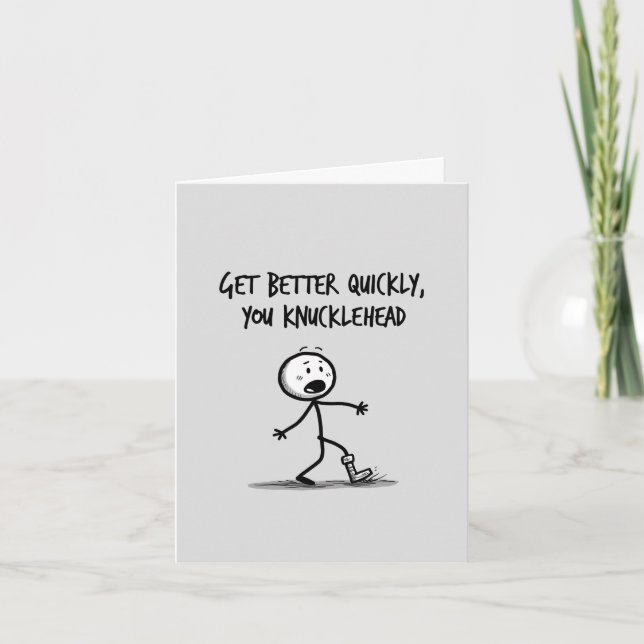 Funny Broken Arm Stick Figure Card (Front)