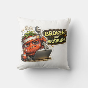 Funny Broken But Working Retro PC Computer Geek T- Cushion