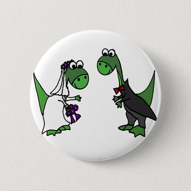 Funny Brontosaurus Wedding Art 6 Cm Round Badge (Front)