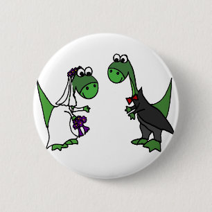 Funny Brontosaurus Wedding Art 6 Cm Round Badge