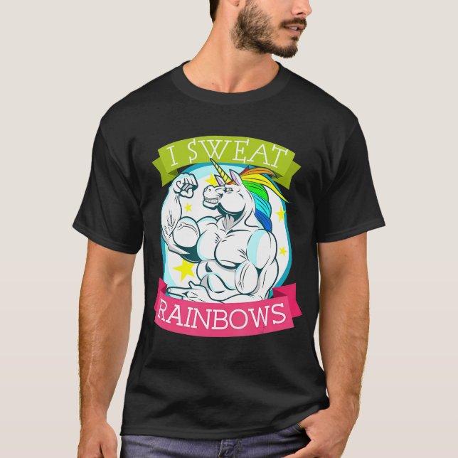 Funny Brony Fitness Unicorn Rainbow Gym Exercise T-Shirt (Front)