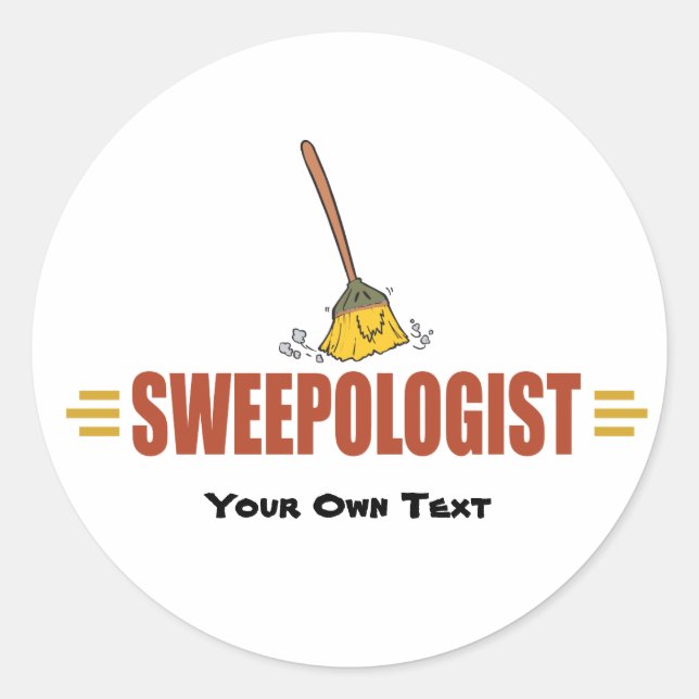 Funny Broom Sweeping Classic Round Sticker (Front)