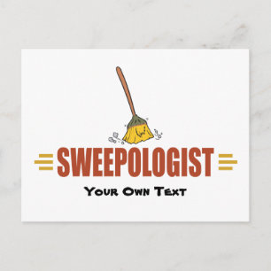 Funny Broom Sweeping Postcard