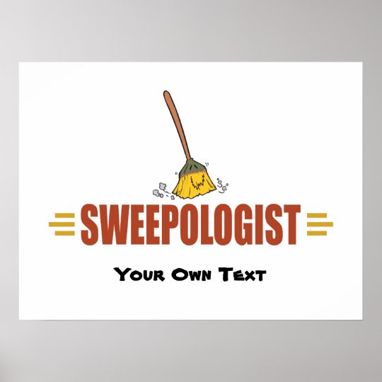 Funny Broom Sweeping Poster Zazzle.co.uk