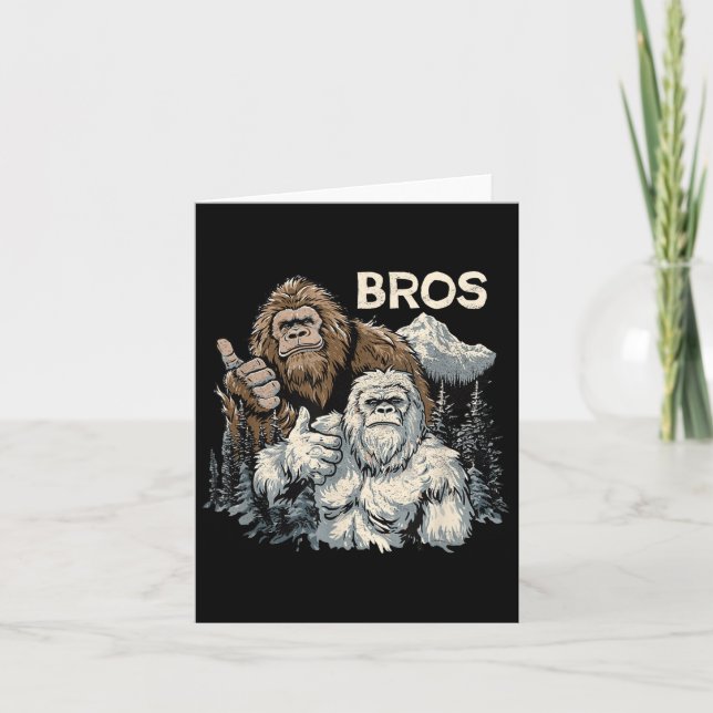 Funny Bros Bigfoot And Yeti Brothers Sasquatch Awe Card (Front)