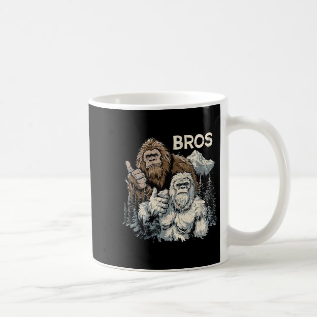 Funny Bros Bigfoot And Yeti Brothers Sasquatch Awe Coffee Mug (Right)