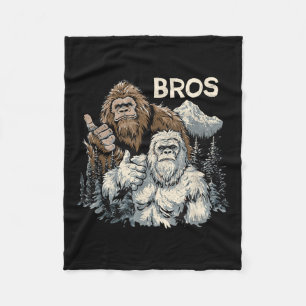 Funny Bros Bigfoot And Yeti Brothers Sasquatch Awe Fleece Blanket