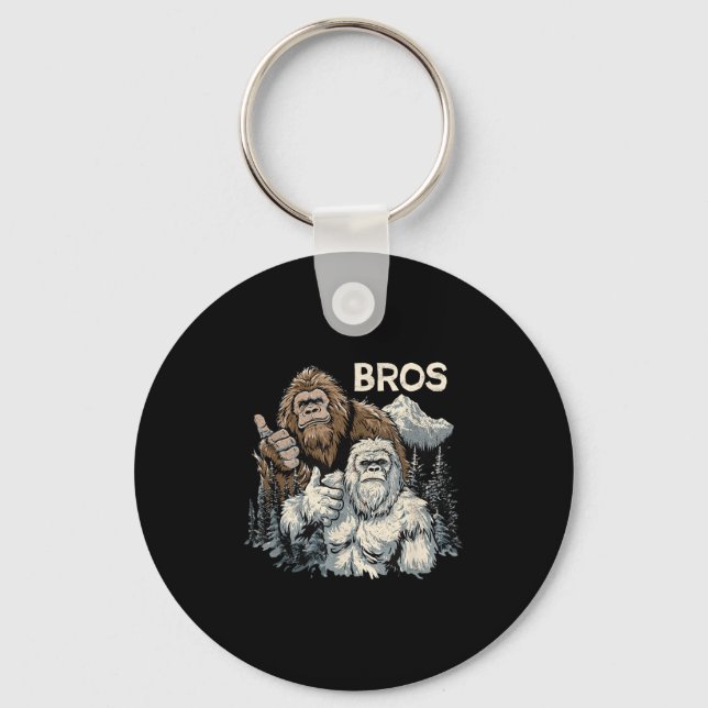 Funny Bros Bigfoot And Yeti Brothers Sasquatch Awe Key Ring (Front)