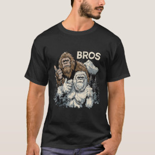 Funny Bros Bigfoot And Yeti Brothers Sasquatch Awe T-Shirt