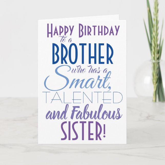 Funny Brother Sister Birthday Card (Front)