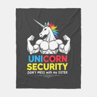 Funny Brother Unicorn Security Dont Mess With My S Fleece Blanket