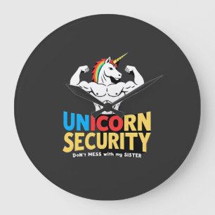Funny Brother Unicorn Security Dont Mess With My S Large Clock