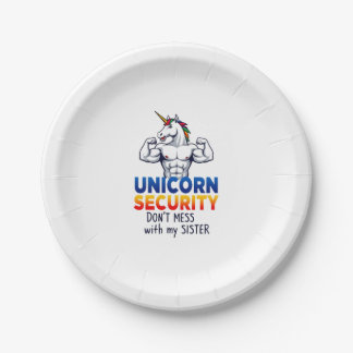 Funny Brother Unicorn Security Dont Mess With My S Paper Plate